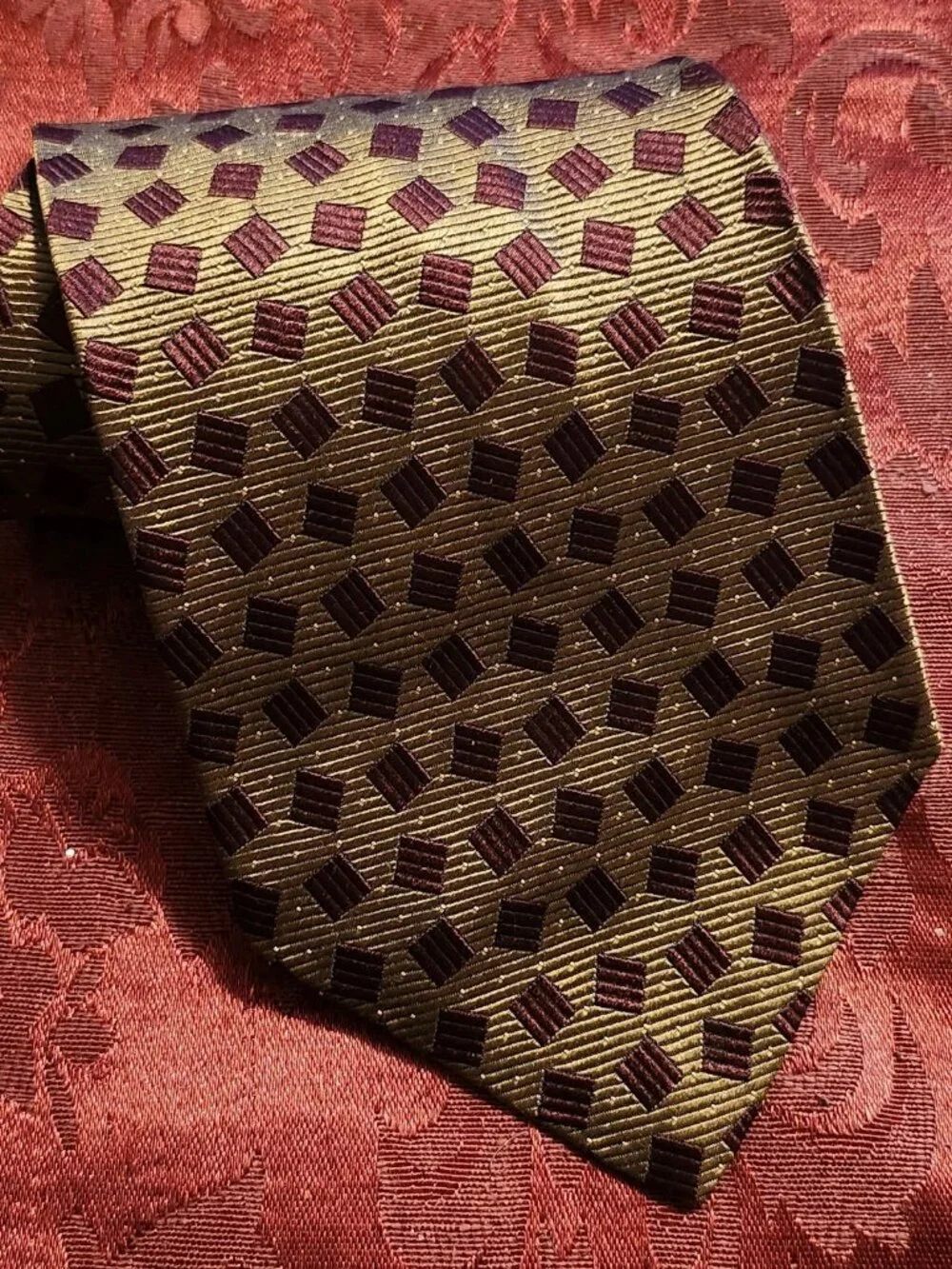 Allea Expressly For Nordstrom Geometric Pattern 100% Silk Tie Made In Italy